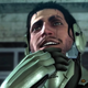 A Metal Gear Rising: Revengeance screenshot showing the stylish swordsman Samuel "Jetstream Sam" Rodrigues stroking his chin in contemplative thought.